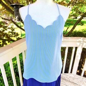 🆕️ J Crew Striped Scalloped Cami Top Banker Blue